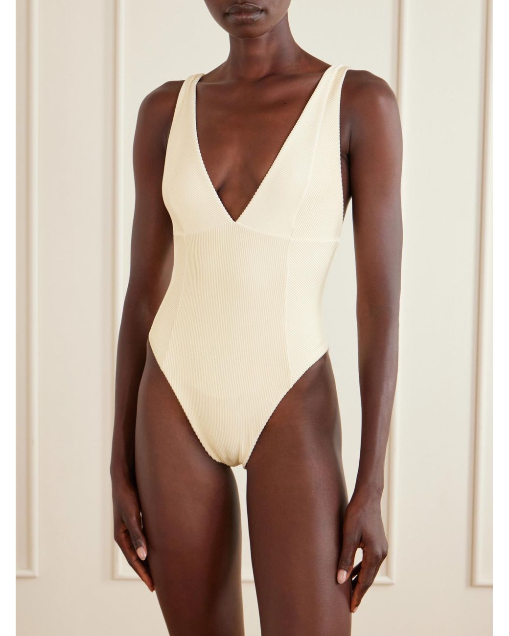 Haight White Ribbed Swimsuit