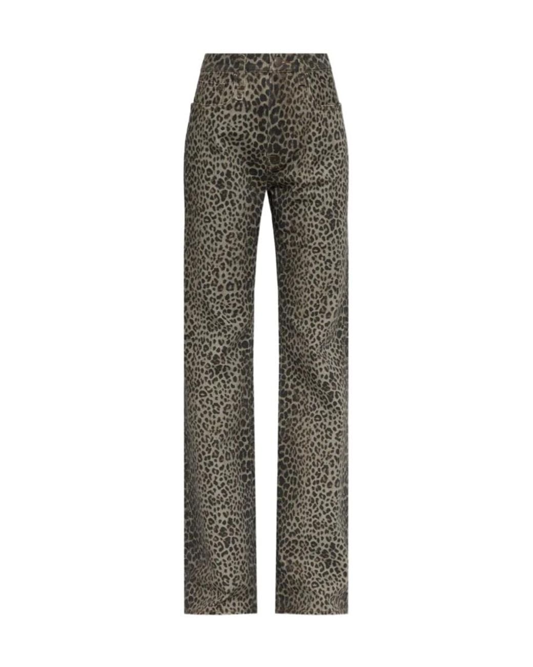 R13 Gray Leopard-Print Jane Jeans