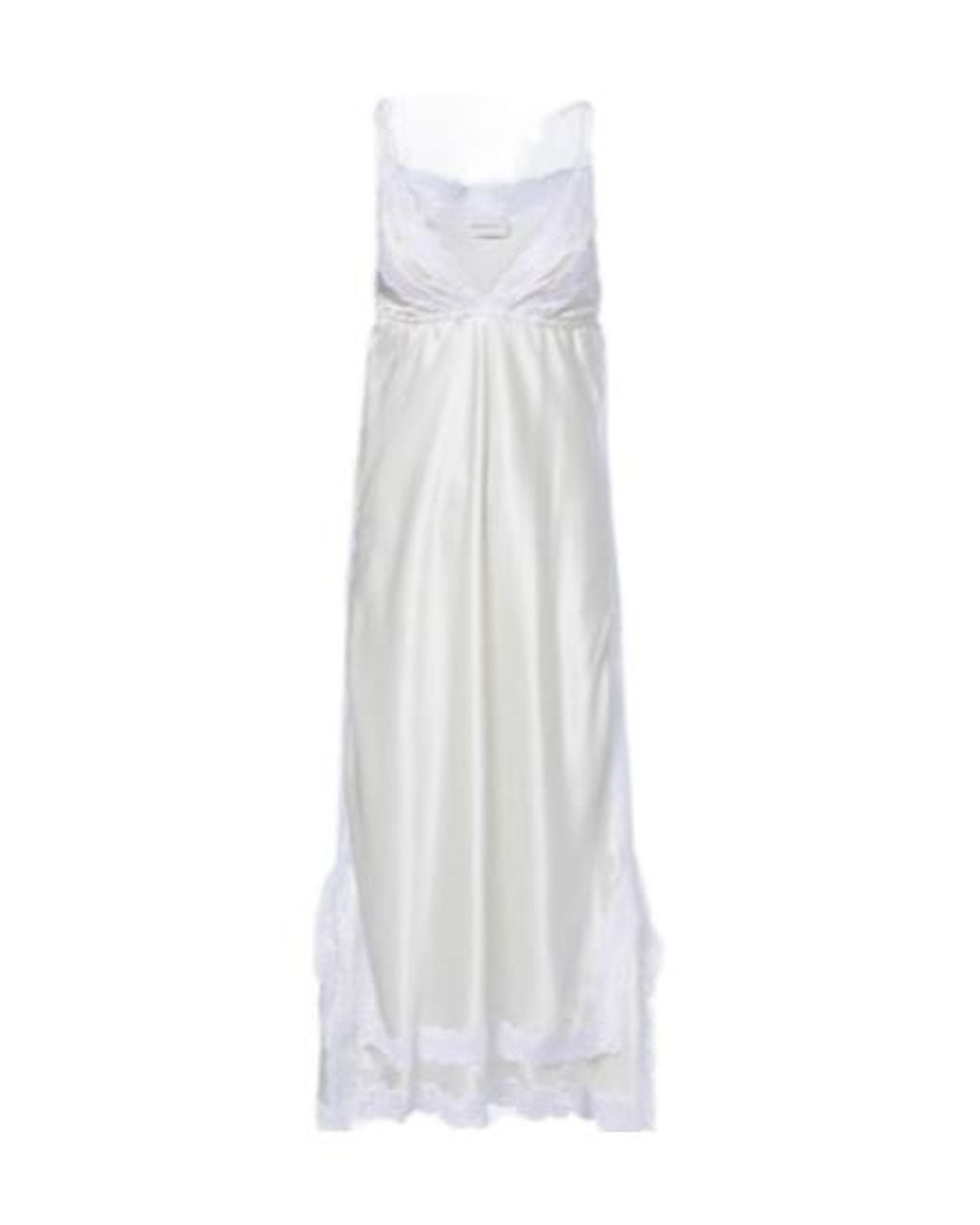 Magda Butrym White Lace-Trimmed Silk Satin Slip Dress