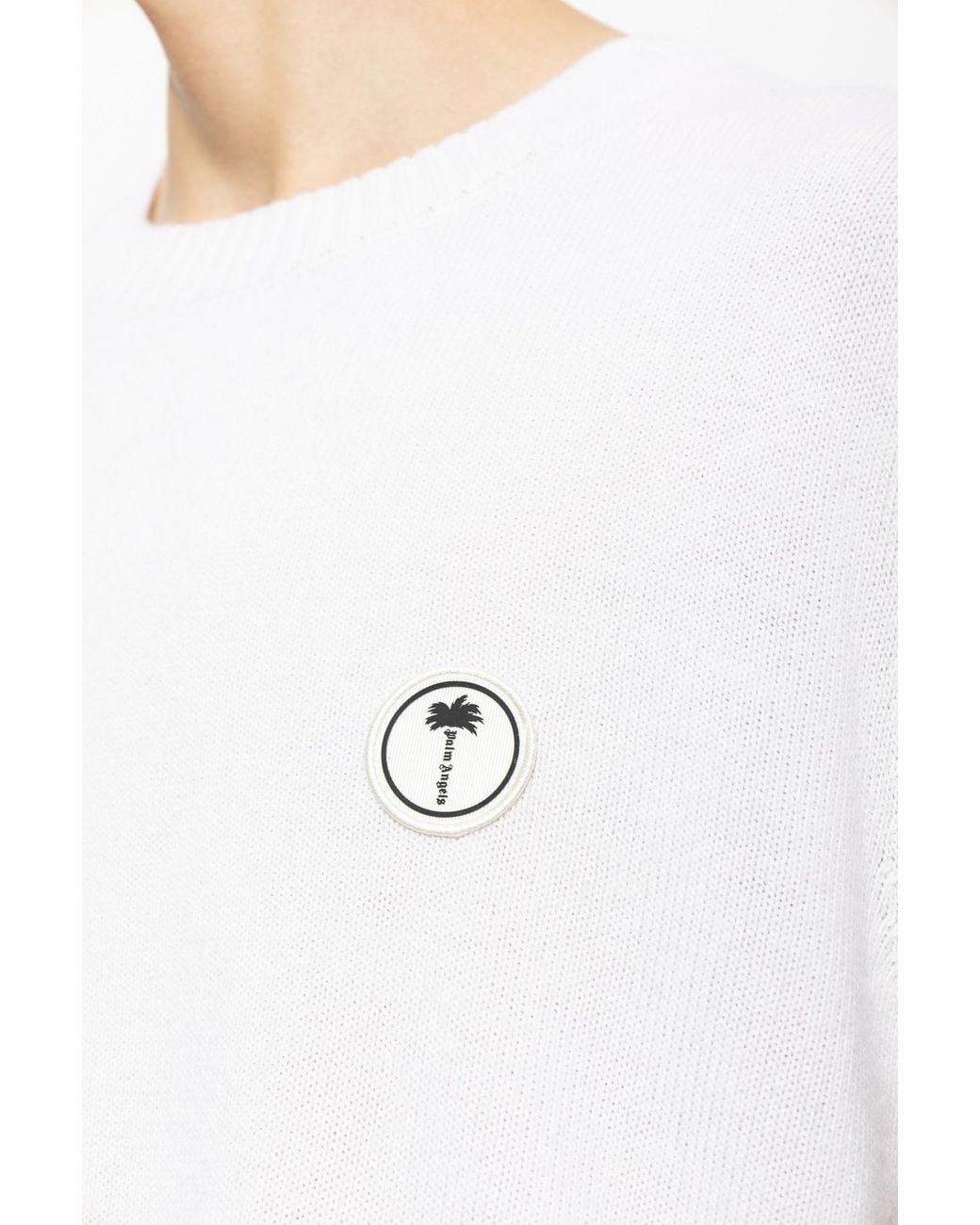 Palm Angels White Long-Sleeve Crew-Neck Sweater for men