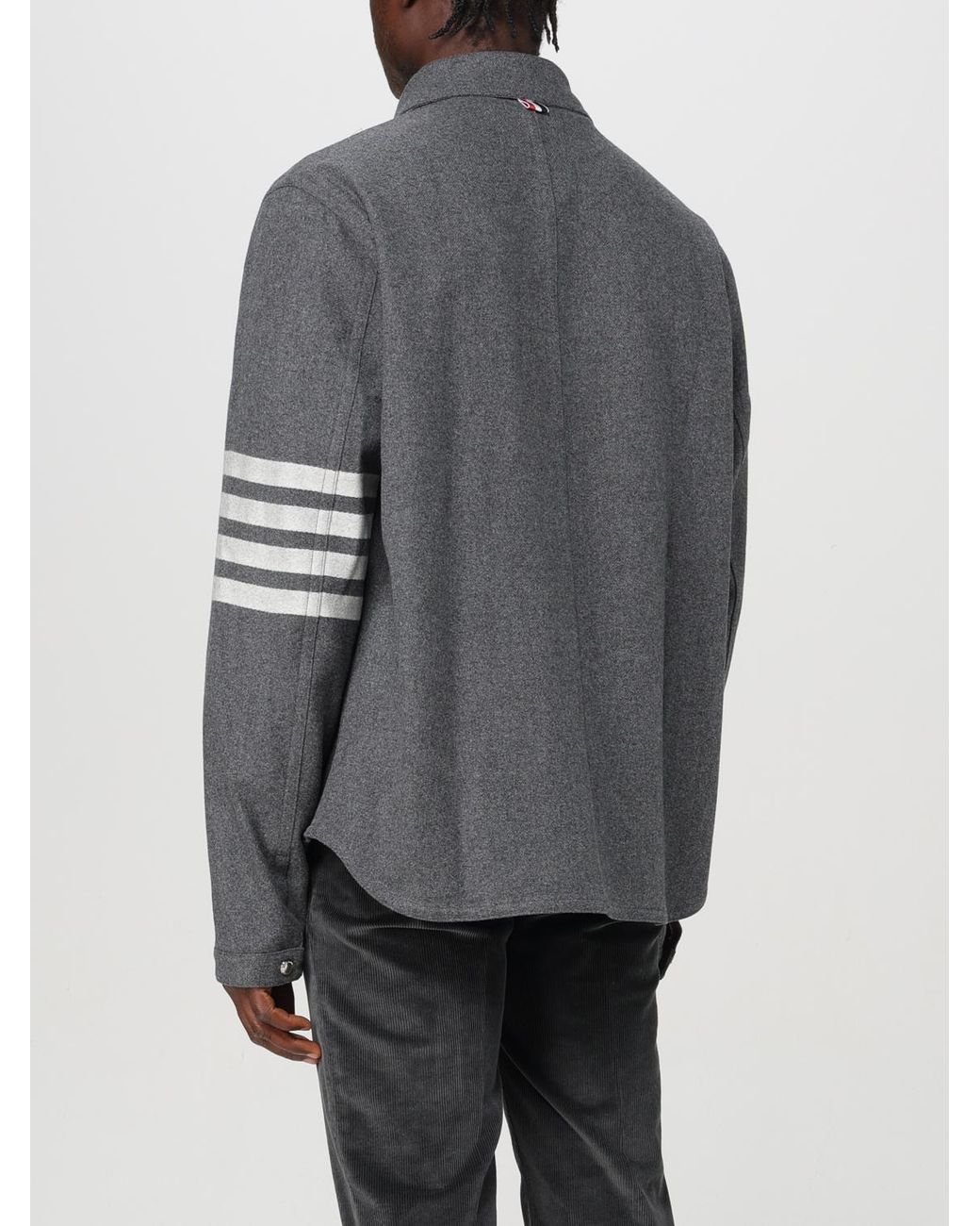 Thom Browne Gray Stripe Detailed Buttoned Jacket for men