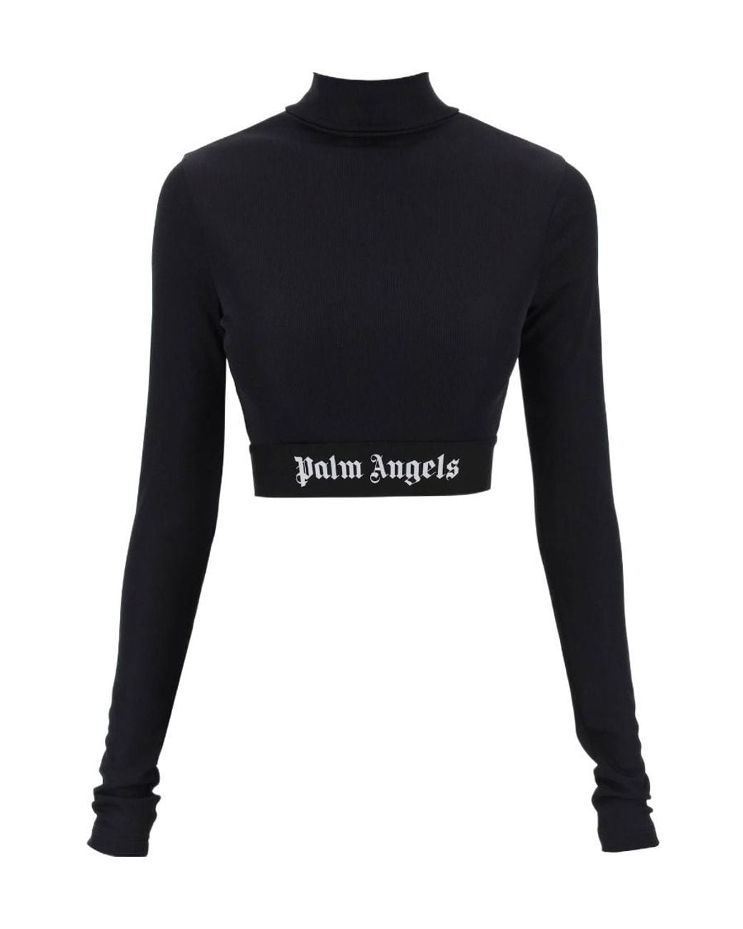 Palm Angels Black Logo Waistband Long-Sleeved Top