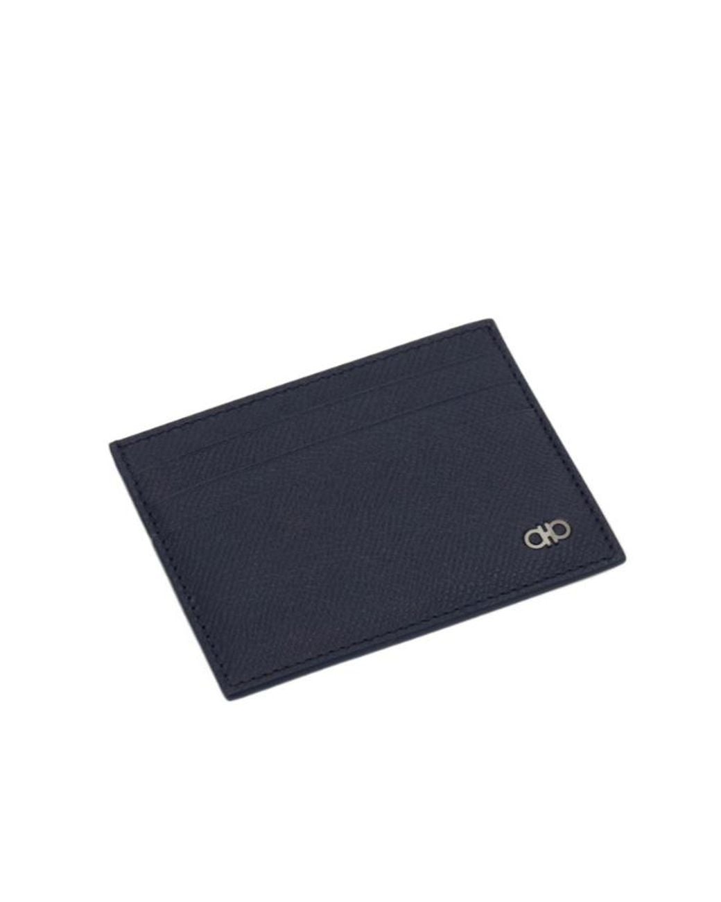 Ferragamo Blue Gancini Credit Card Holder for men