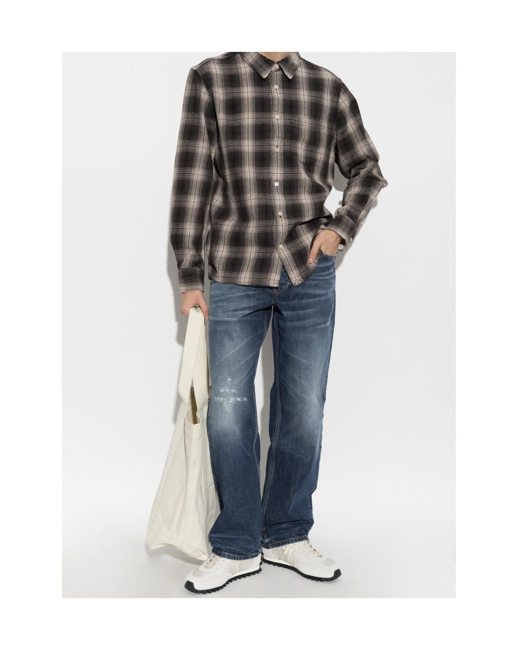 AllSaints Blue Loose-Fit Jeans With Belt Loops for men