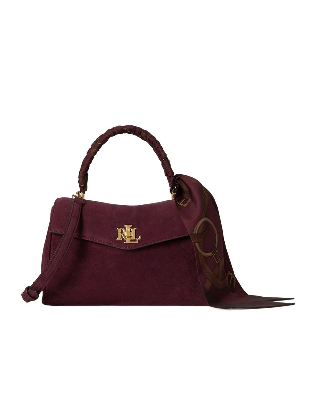 Ralph Lauren Purple Farrah Small Leather Satchel