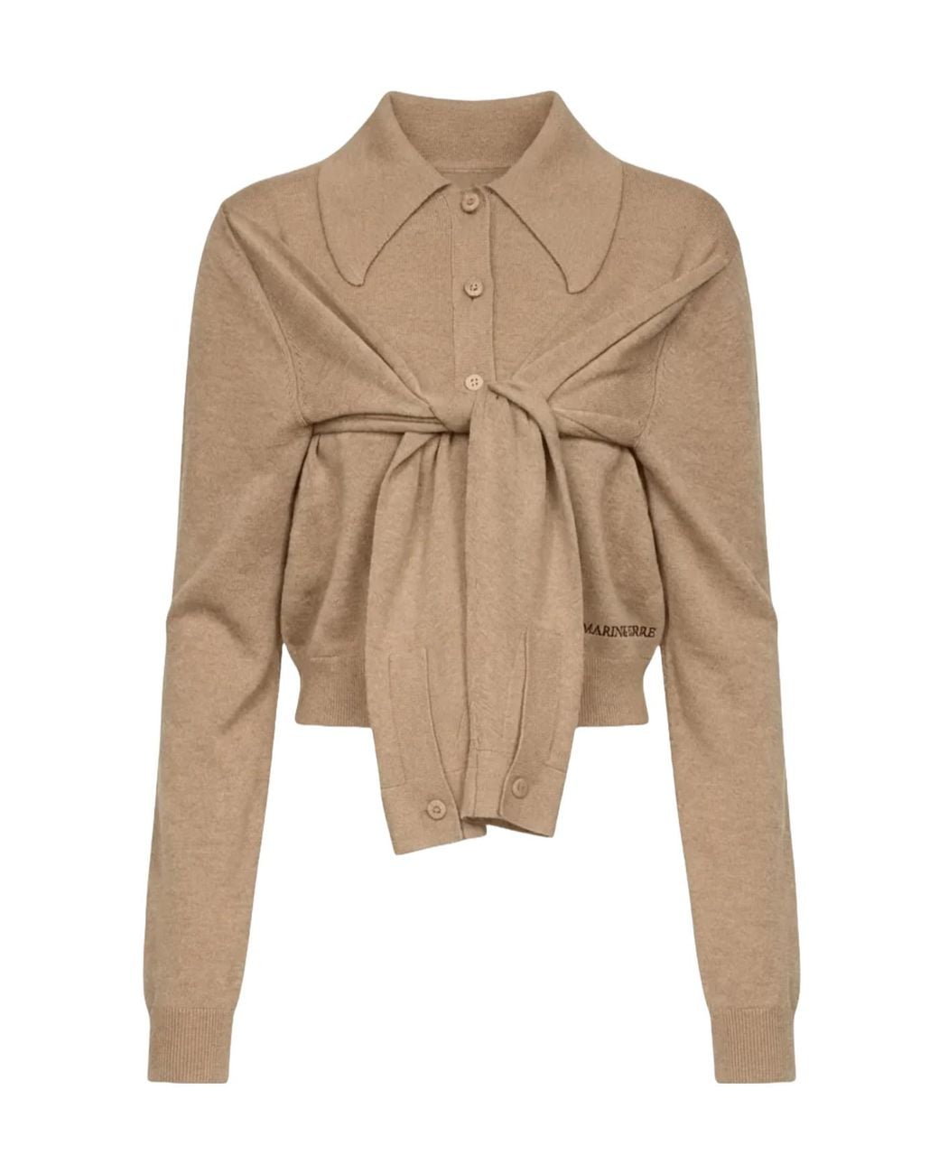 MARINE SERRE Natural Tie Detail Wrapped Hybrid Cardigan