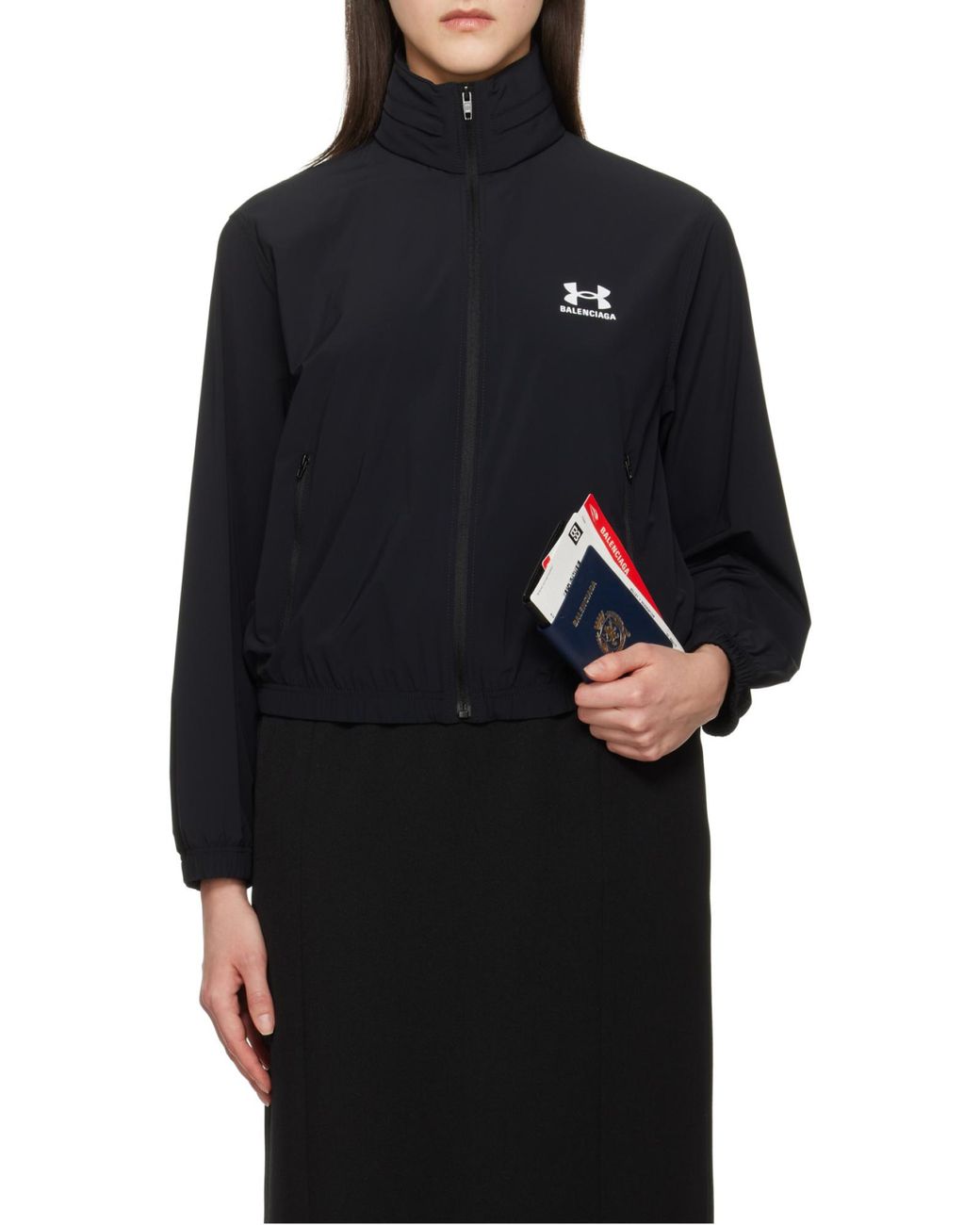 Balenciaga Blue Under Armour Logo Printed Zip-Up Windbreaker