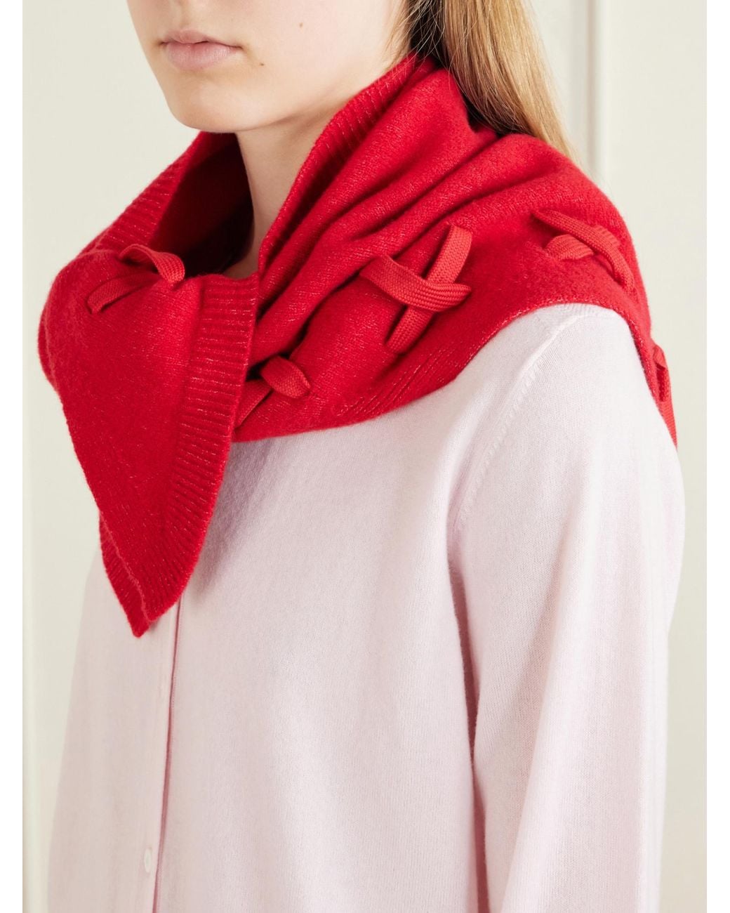 Simone Rocha Red Lace-Up Neckerchief Scarf
