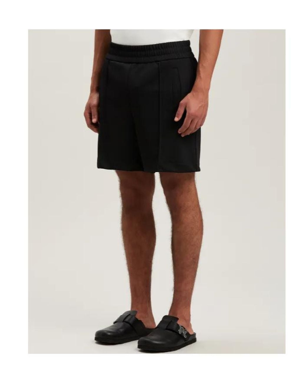Palm Angels Black Curved Logo Track Shorts for men