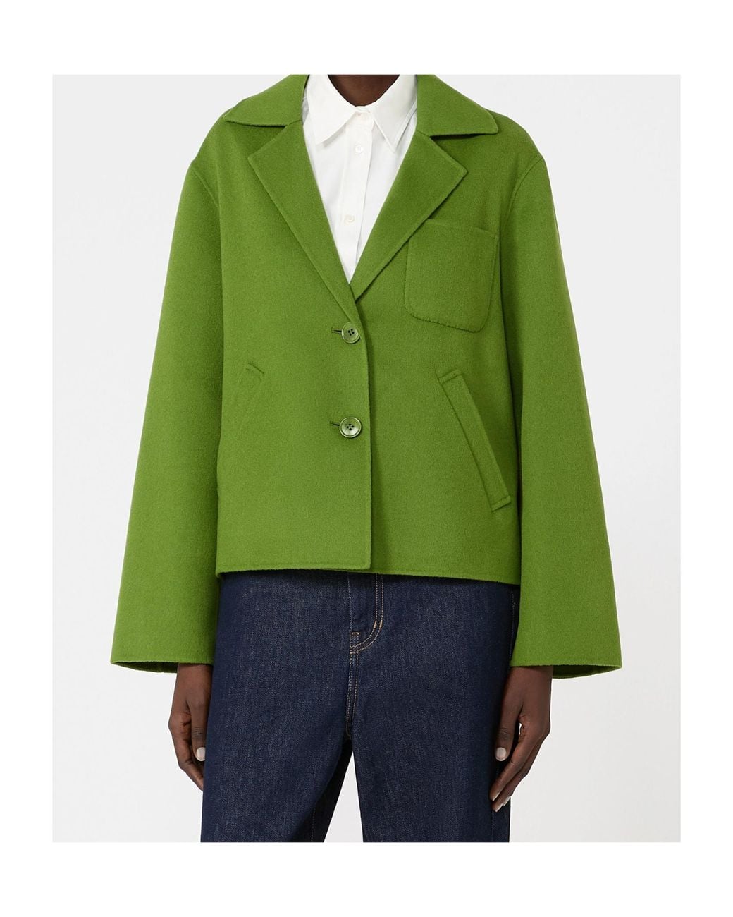 Weekend by Maxmara Green Double Wool Cropped Jacket