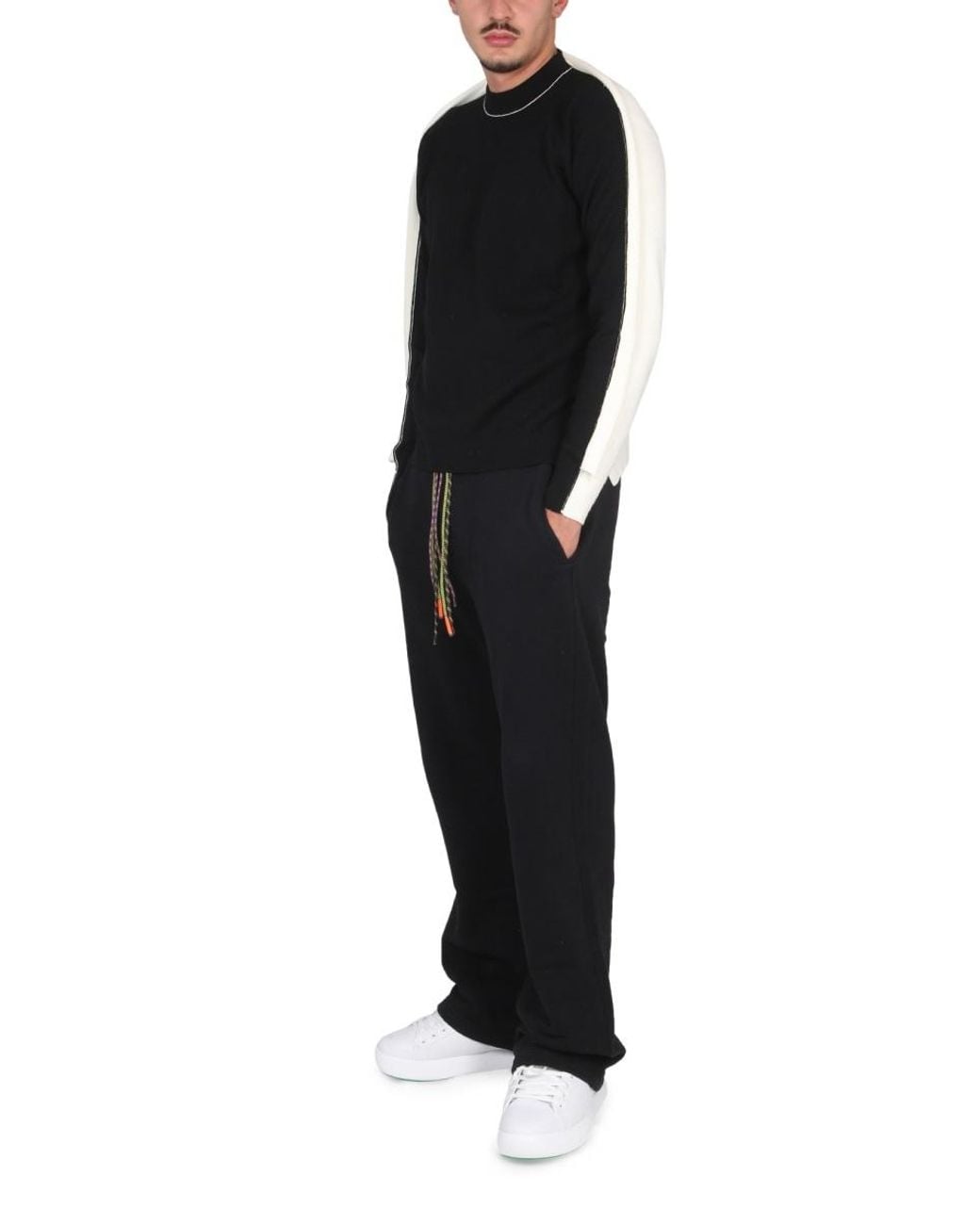 Ambush Black Colour-Block Knit Crewneck Sweater for men