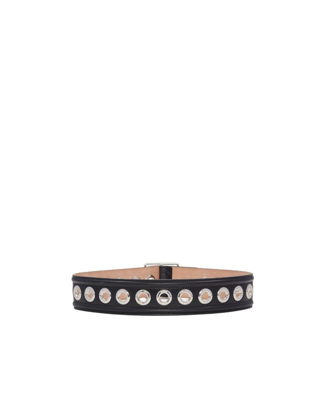 McQueen White Eyelet Detailed Buckled Belt