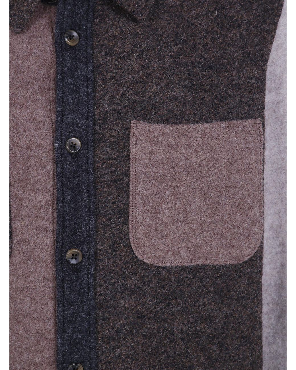 Les Deux Brown Colour-Block Wool Overshirt for men