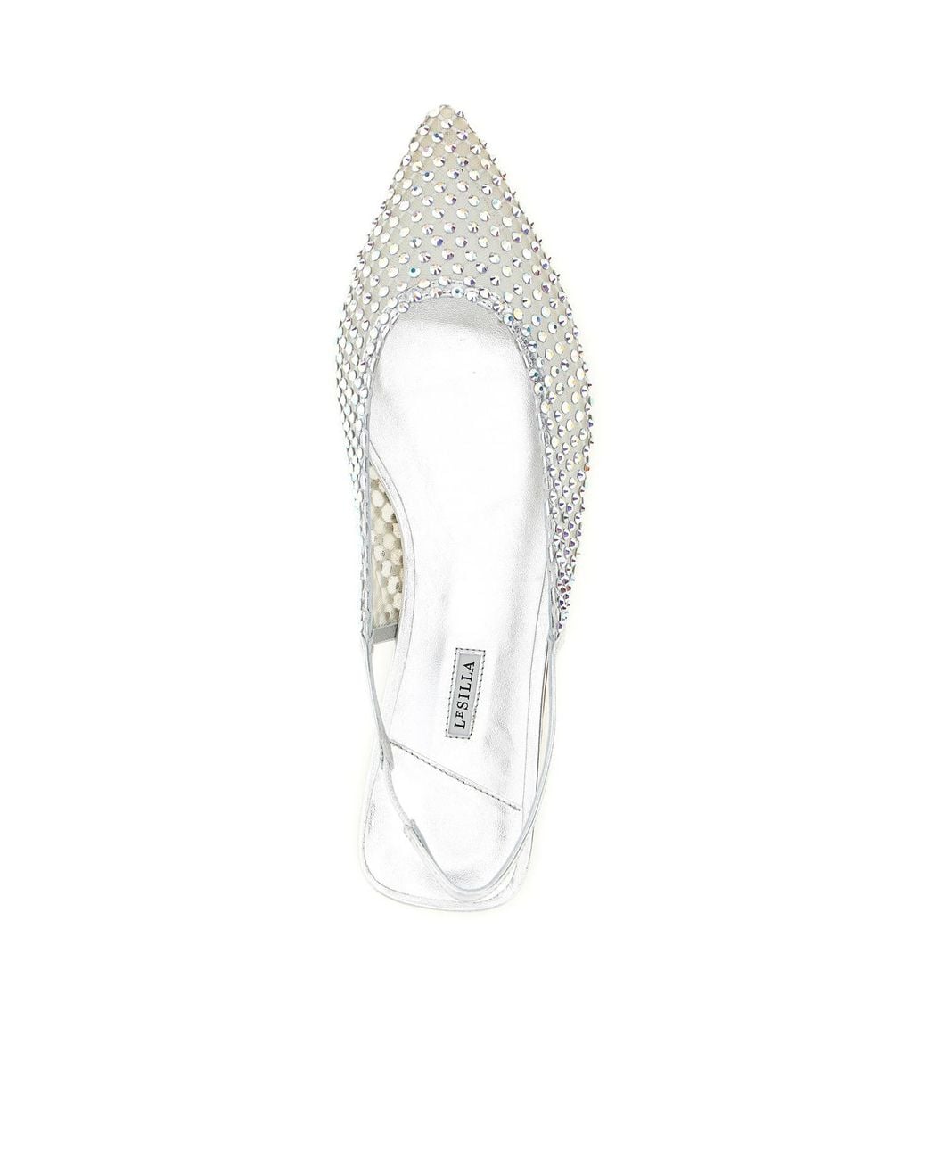Le Silla White Gilda Crystal-Embellished Ballet Flats