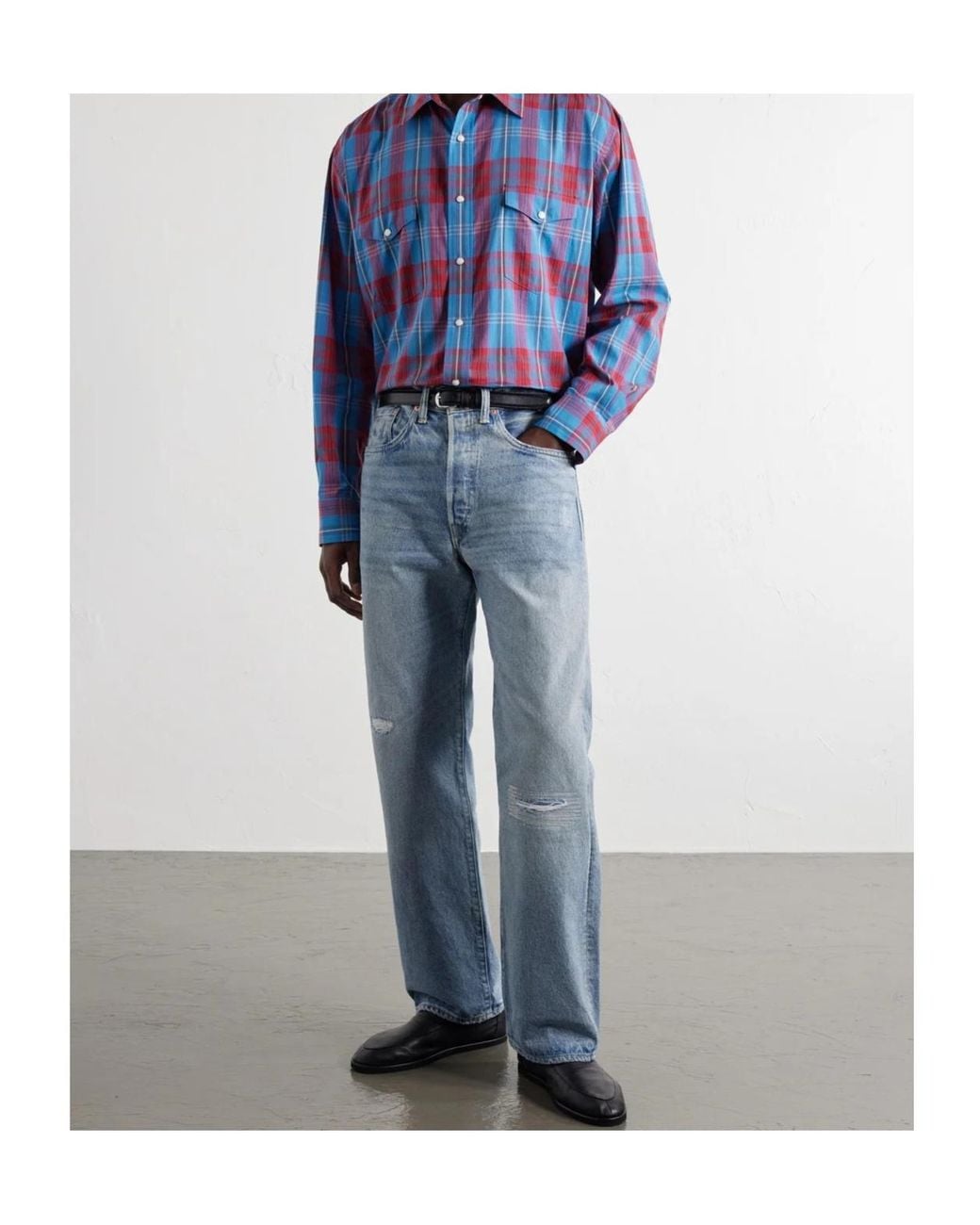 Auralee Blue Long-Sleeved Shirt for men