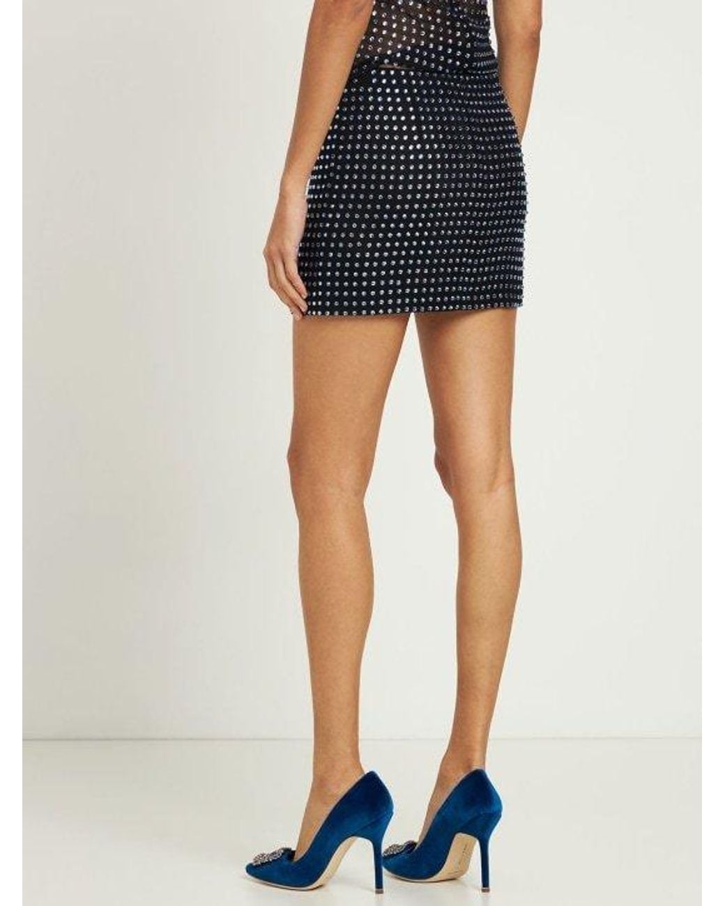 16Arlington Black Halie Crystal-Embellished Mini Skirt
