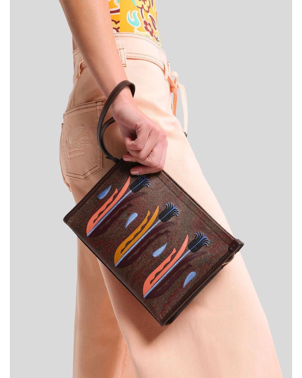 Etro Brown X Agostino Iacurci Medium Arnica Pouch