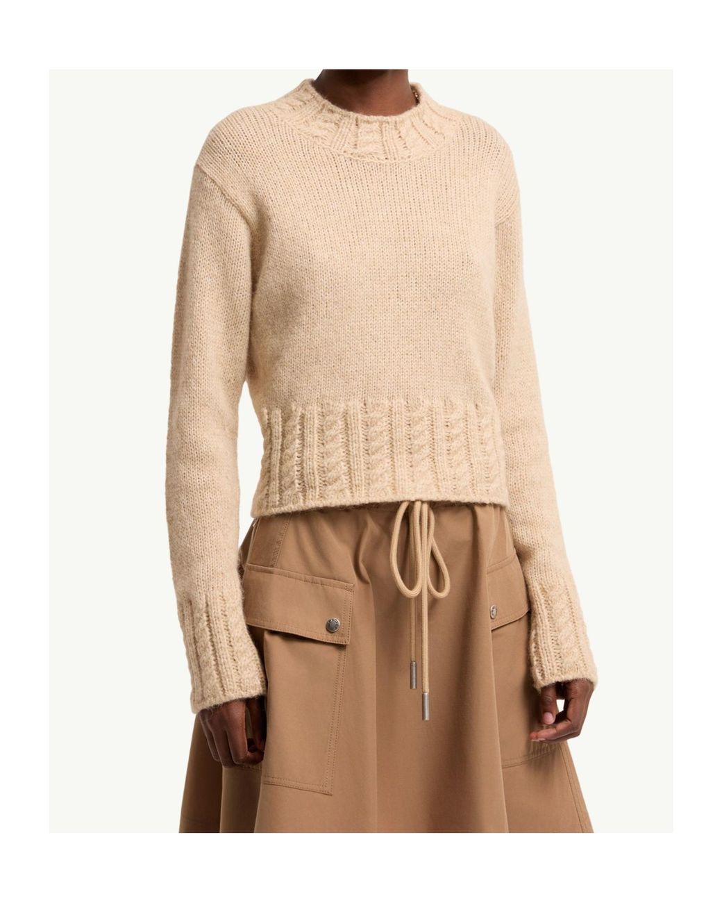 Moncler Natural Ribbed Mock-Neck Knitted Sweater