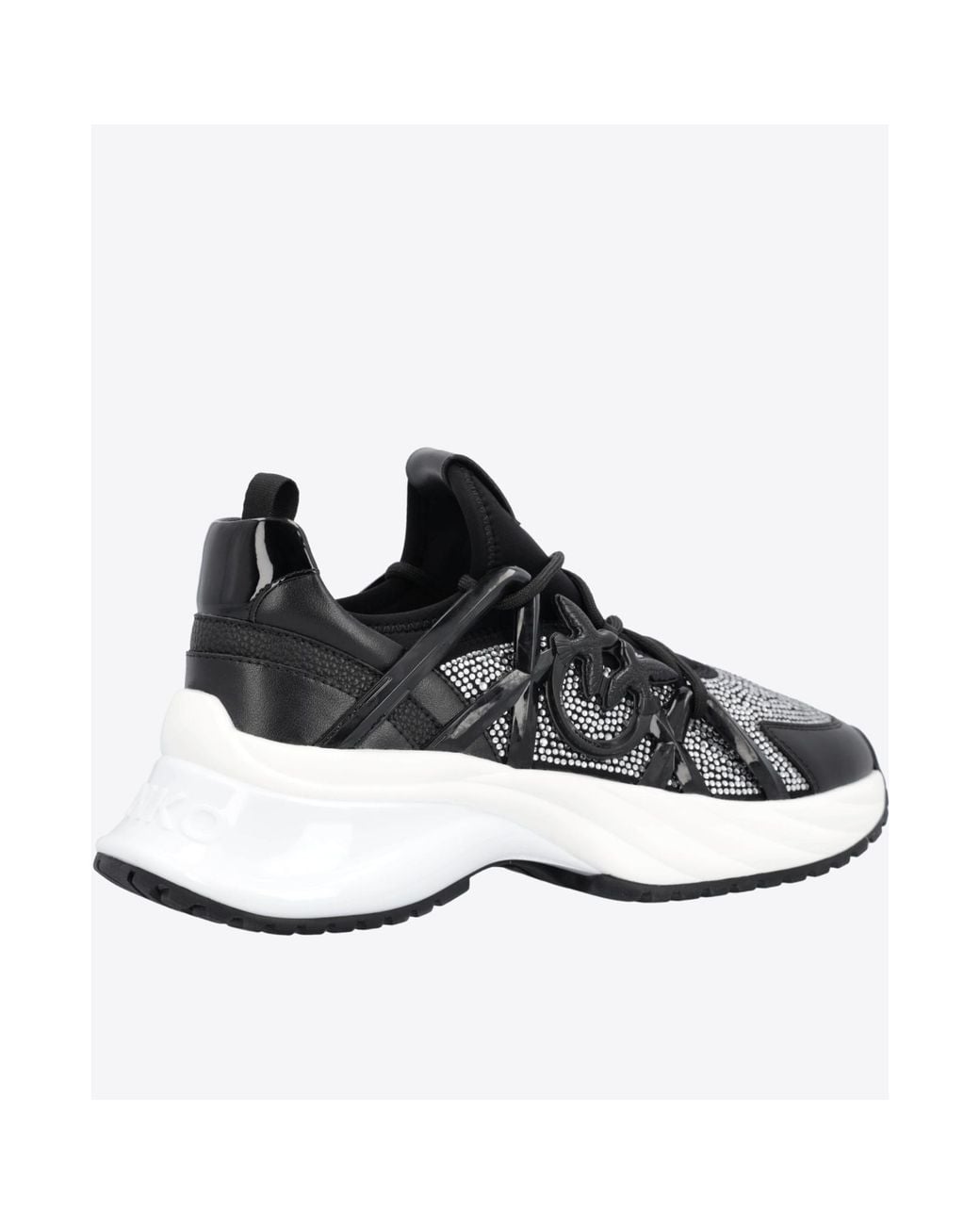 Pinko Black Embellished Ariel Lace-Up Sneakers