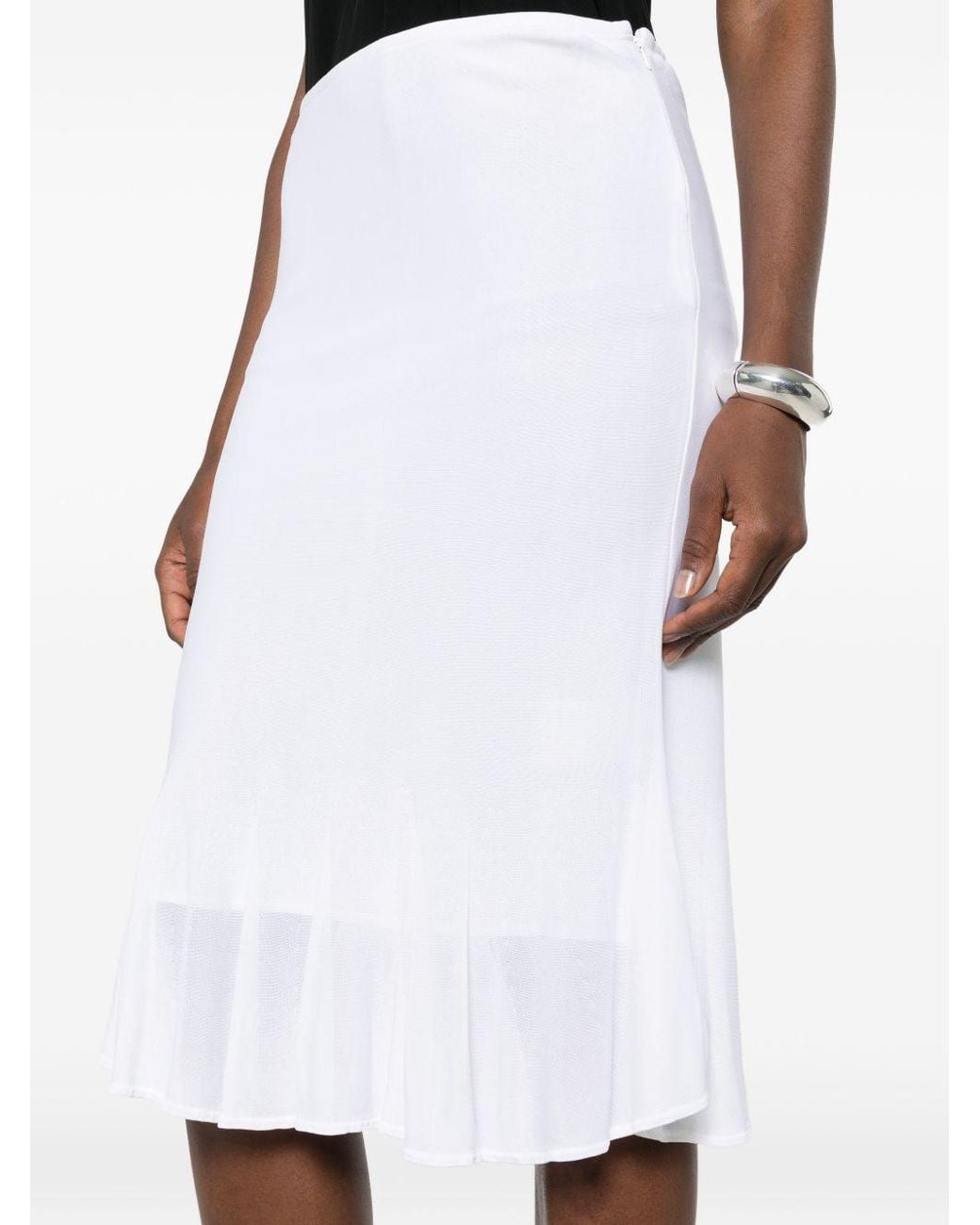 Totême White Fluted-Hem Knitted Midi Skirt