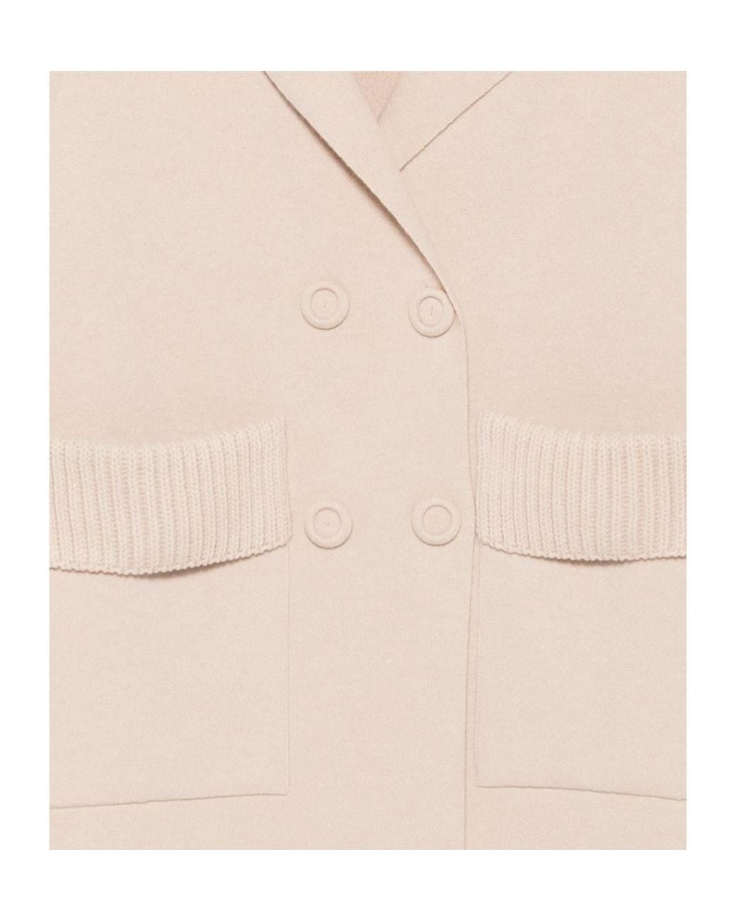 D.exterior Natural Ribbed Trim Double-Breasted Coat