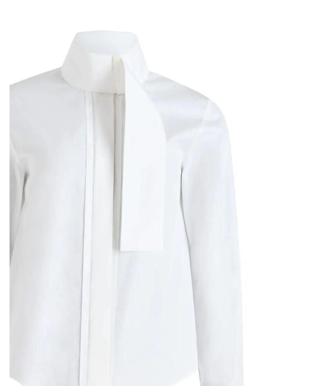 Patou White Tied Neck Long-Sleeve Shirt