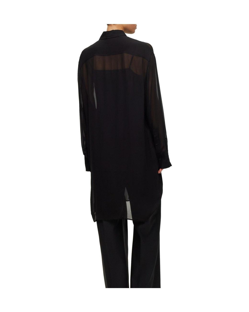 Boss Black Sheer Long Shirt Dress