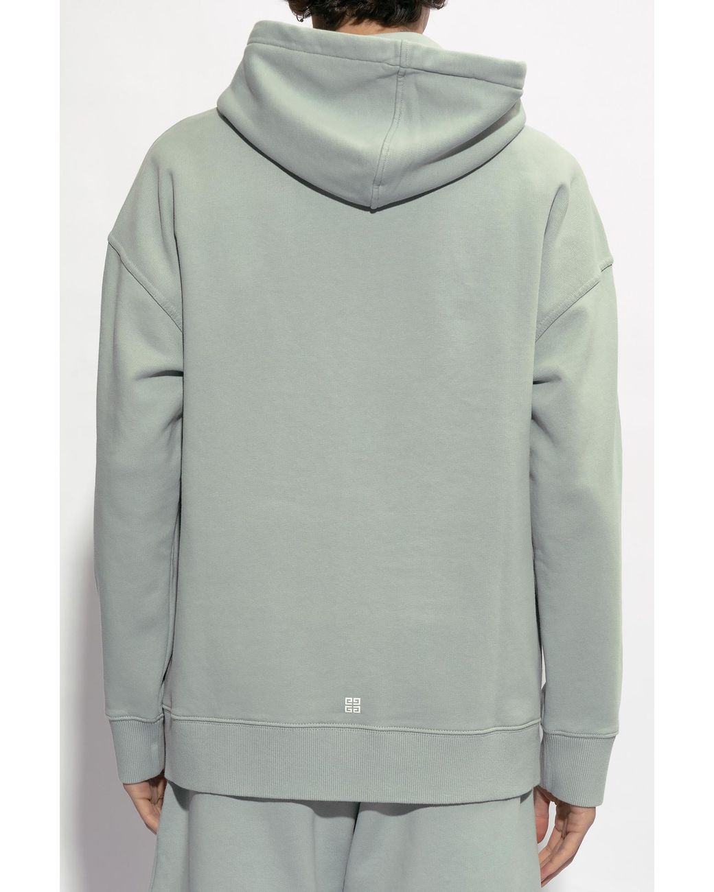 Givenchy Gray Logo Print Drawstring Hoodie for men