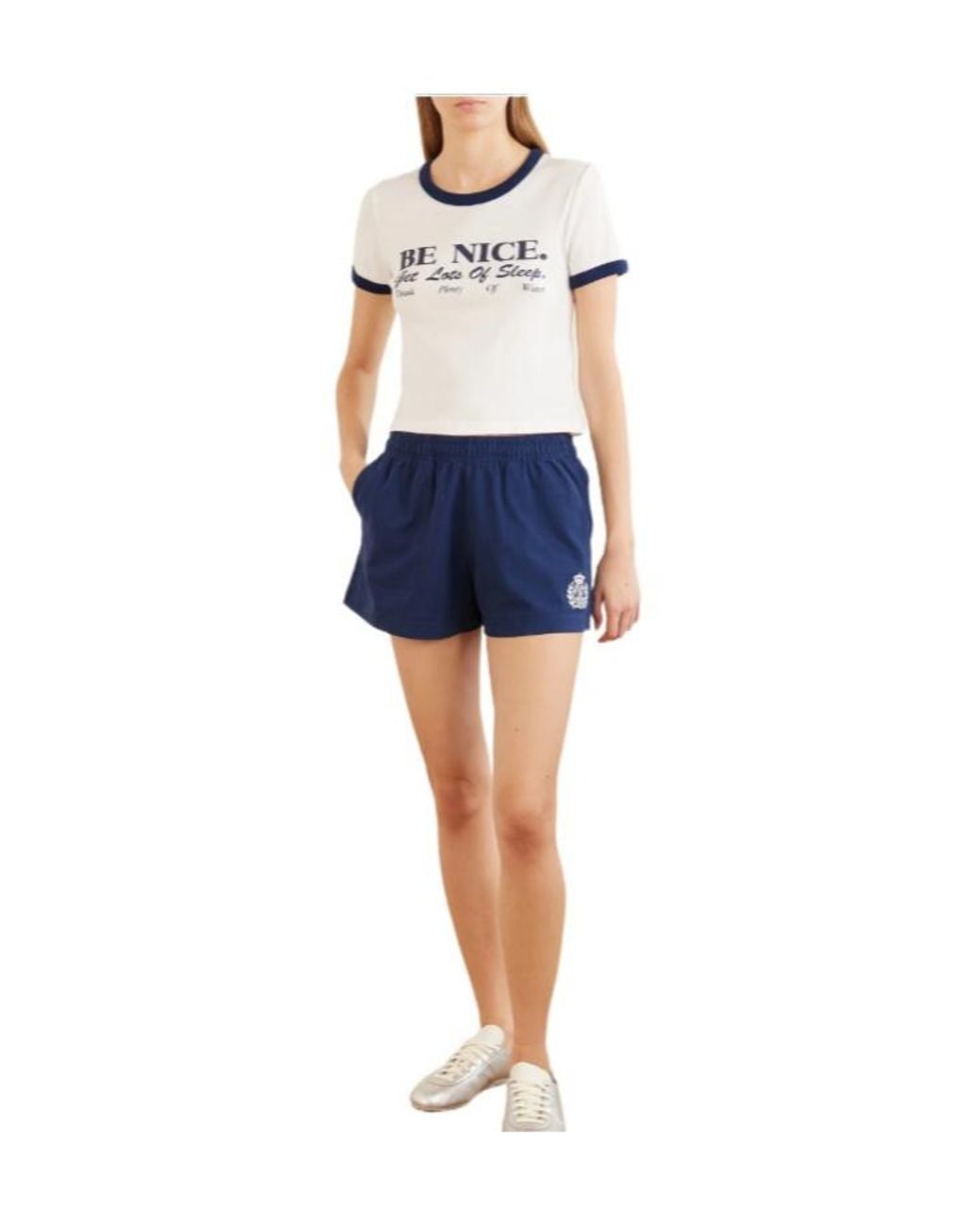 Sporty & Rich White Logo-Print Ringer T-Shirt