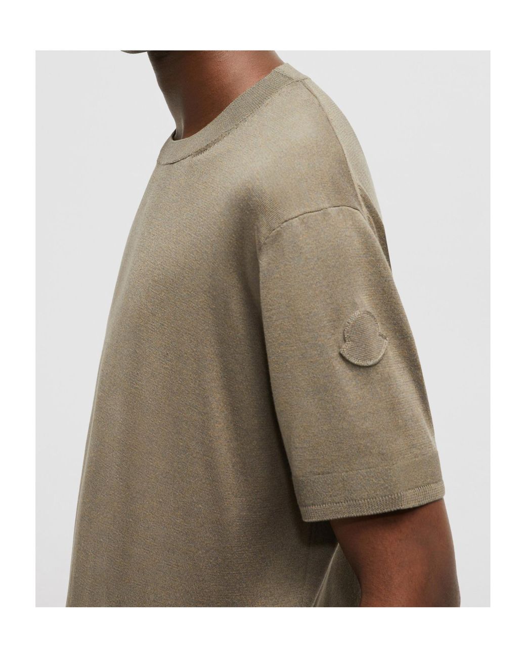 Moncler Green Silk Cotton Knit T-Shirt for men