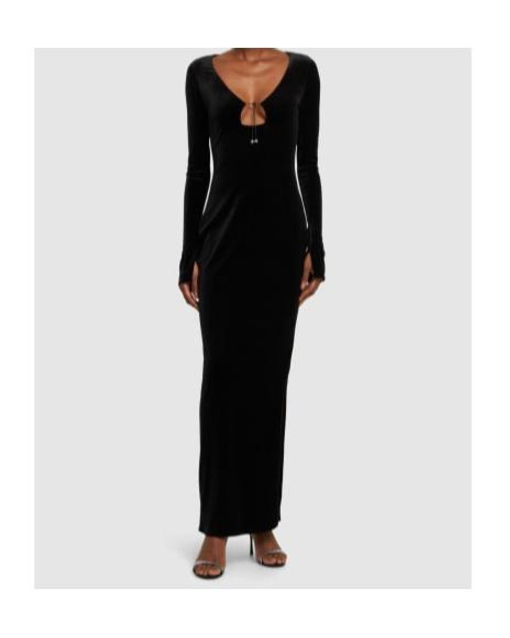 16Arlington Black Solaria Velvet Midi Dress