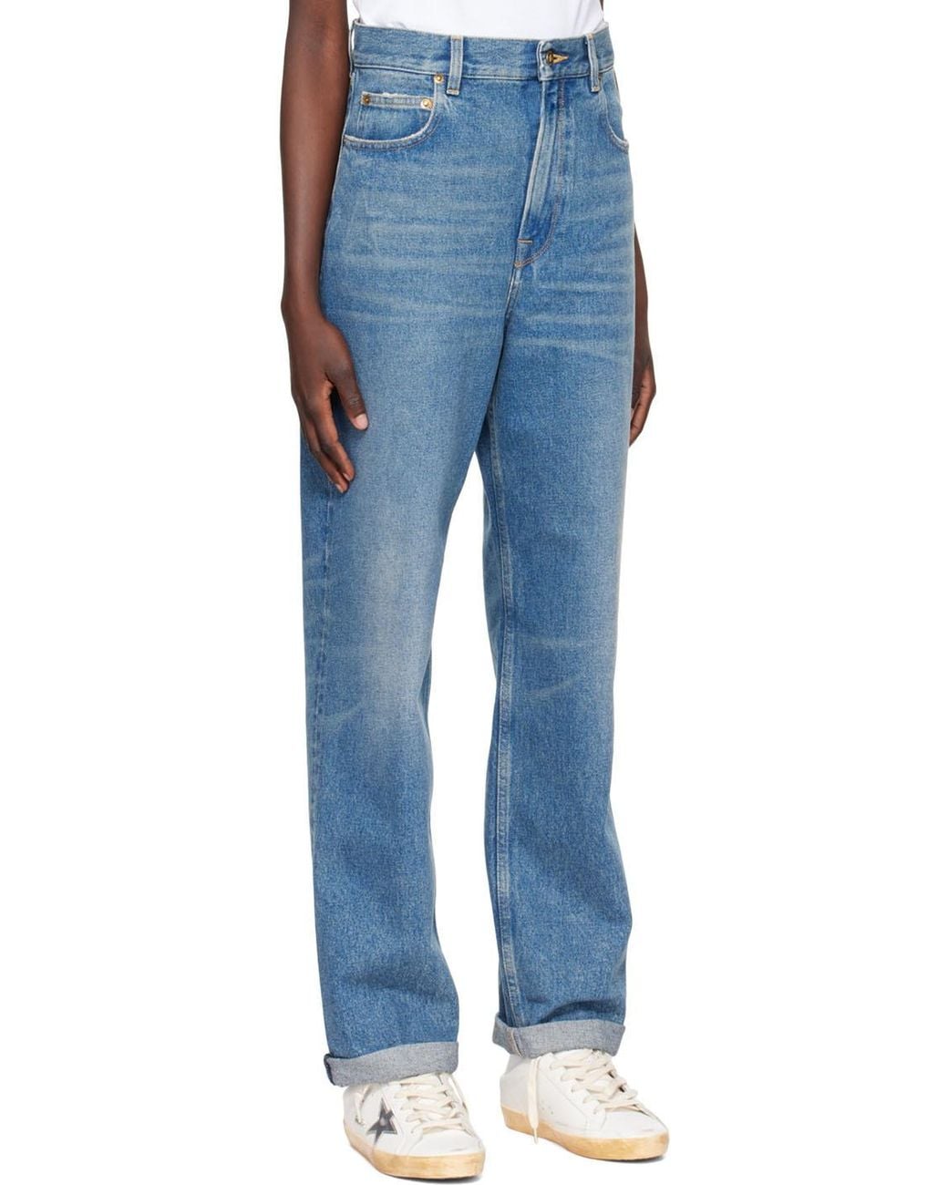 Golden Goose Deluxe Brand Blue Kim Logo Patch Jeans