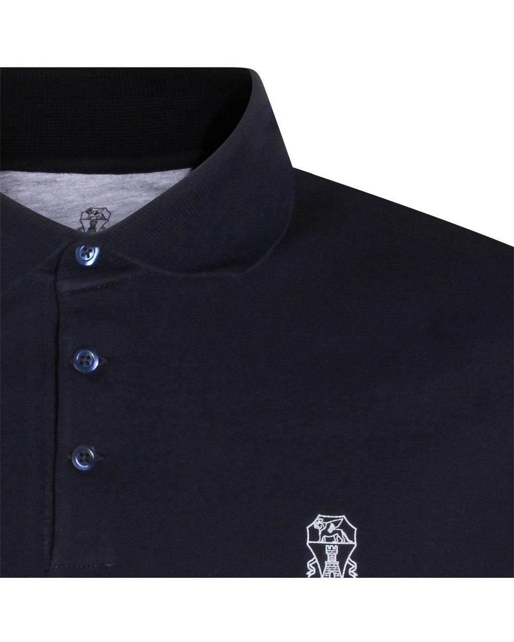 Brunello Cucinelli Black Logo Detailed Short-Sleeved Polo Shirt for men