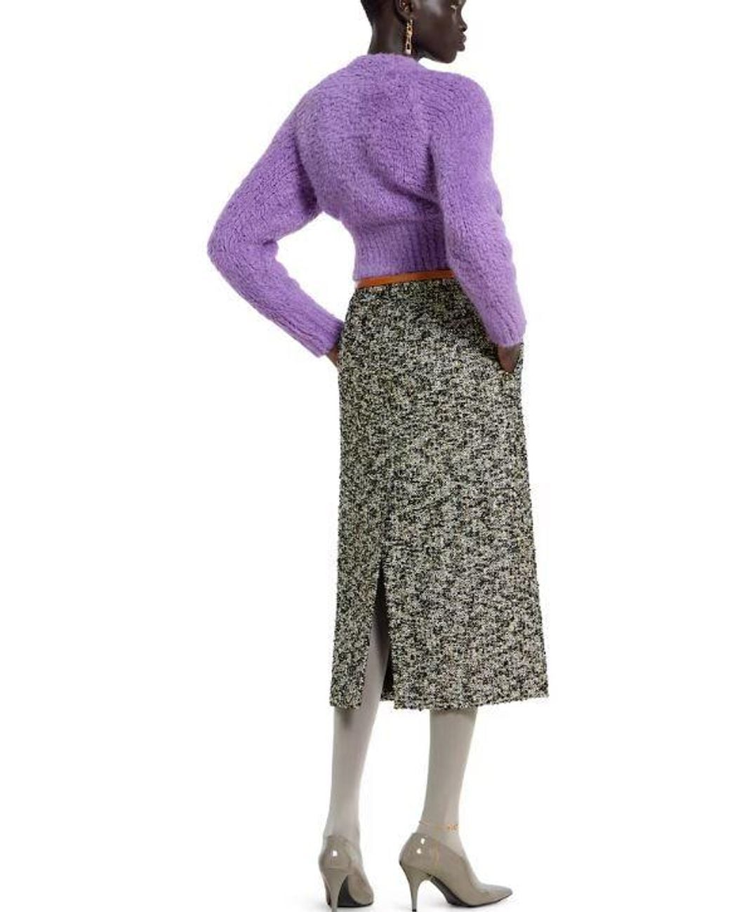 Gucci Gray Laminated Bouclé Skirt