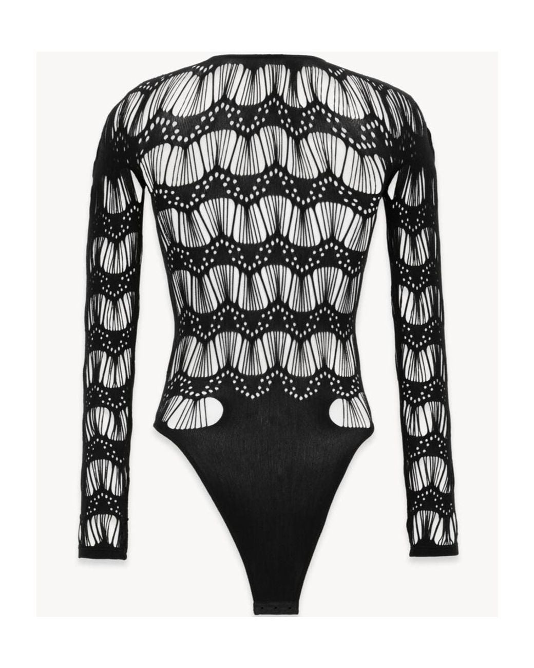 Saint Laurent Black Ladder-Knit Crewneck Bodysuit