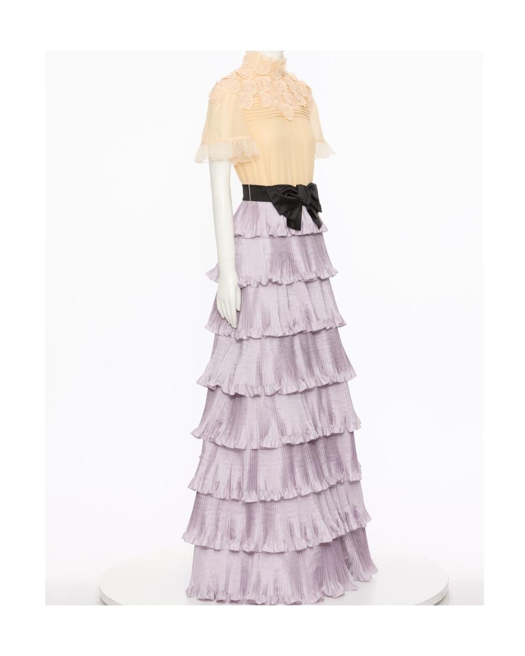 Valentino Purple High Collar Short Sleeve Dress