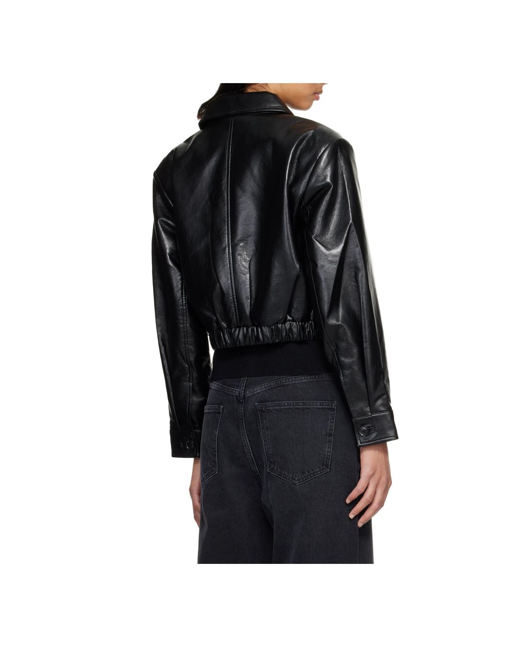 Agolde Black Nahla Cropped Jacket (Recycled Leather)