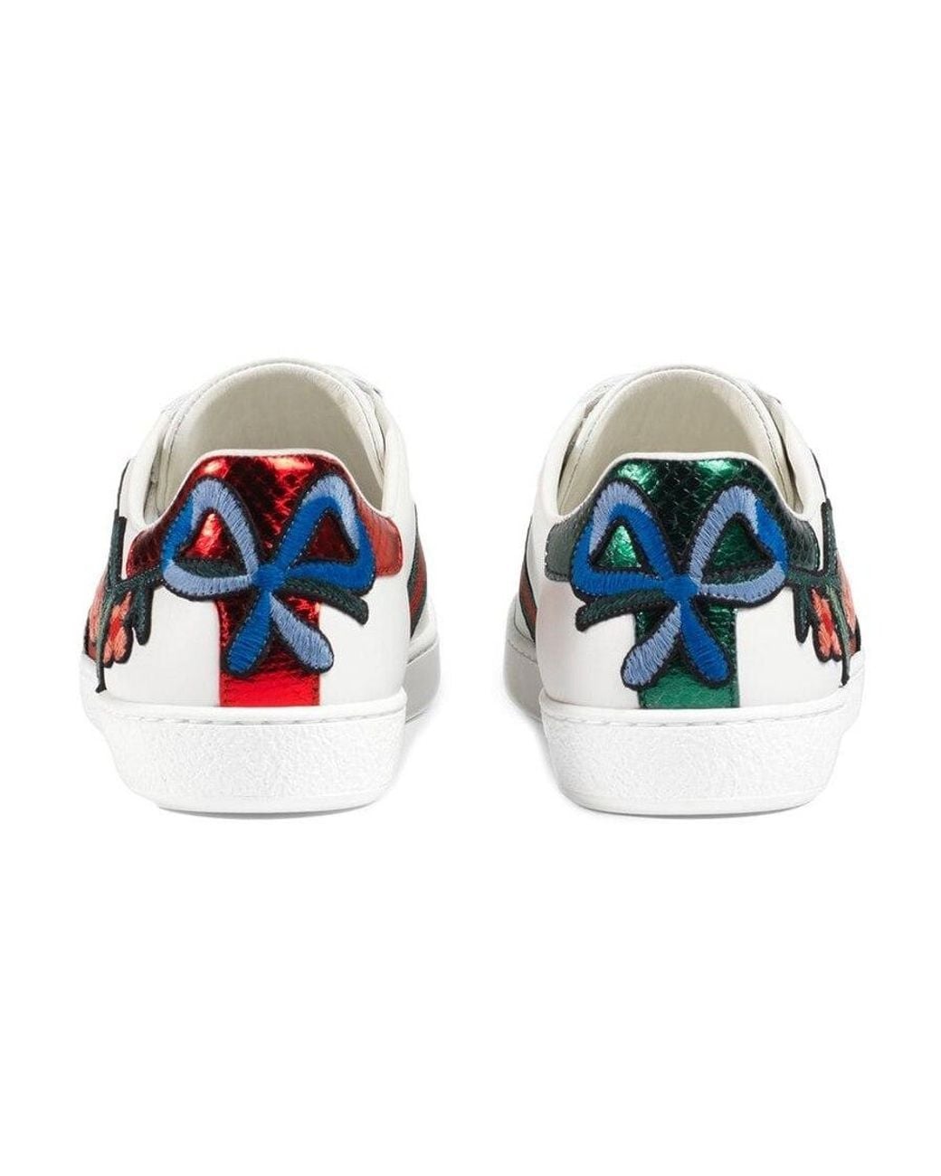 Gucci White Ace Flower Embroidery Casual Sneakers