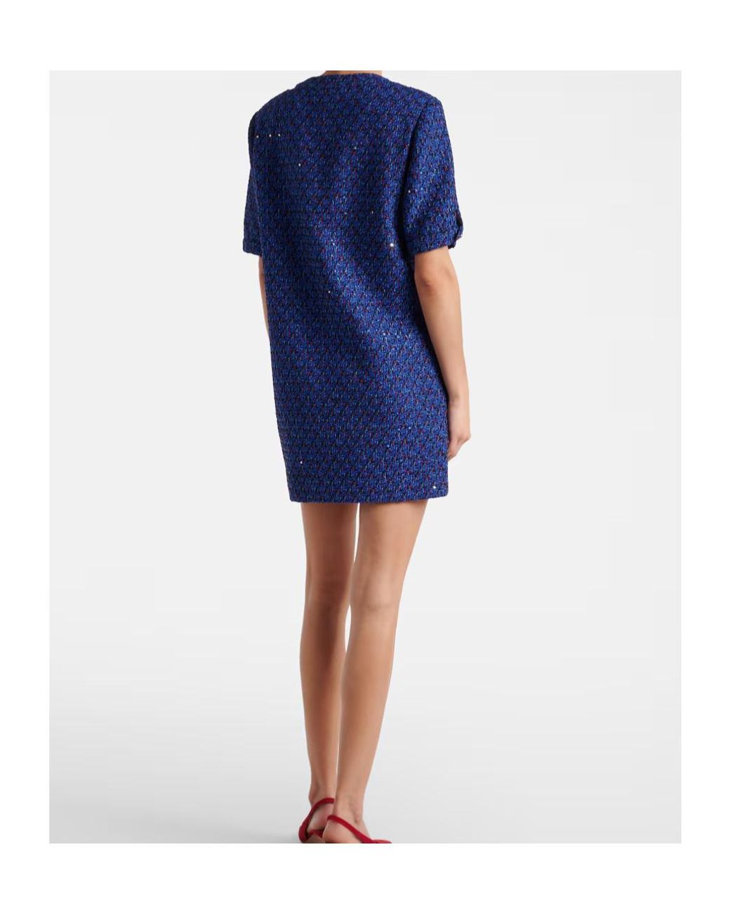 Alessandra Rich Blue Sequined Tweed Minidress