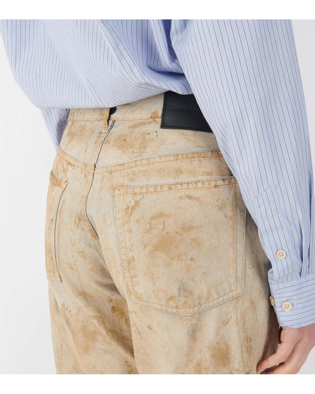 Acne Natural Patch Denim Wide-Leg Jeans
