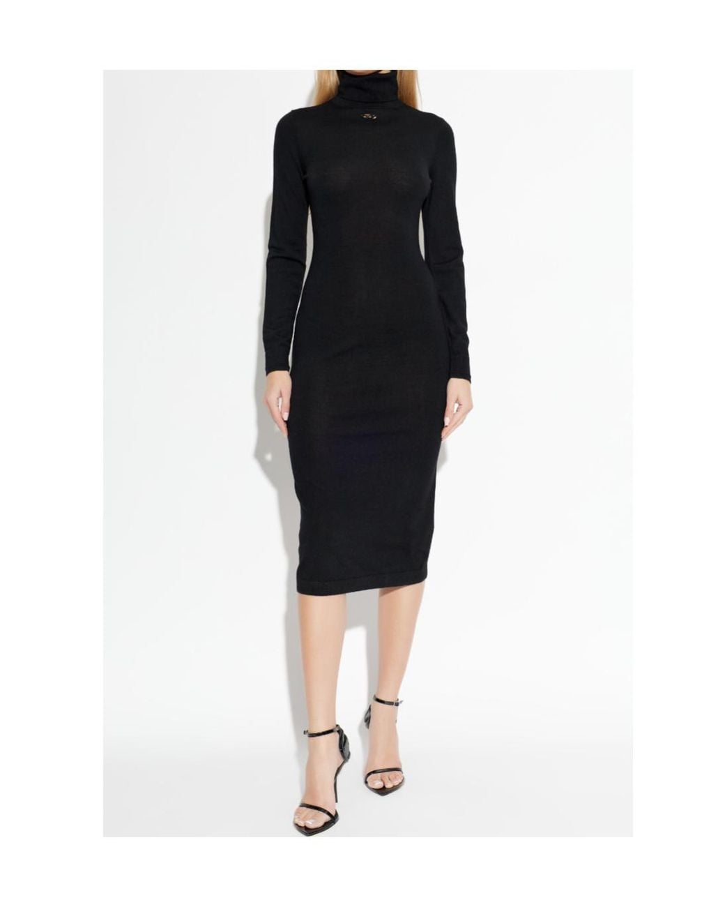 DIESEL Black M-Alinesa Turtleneck Knitted Midi Dress