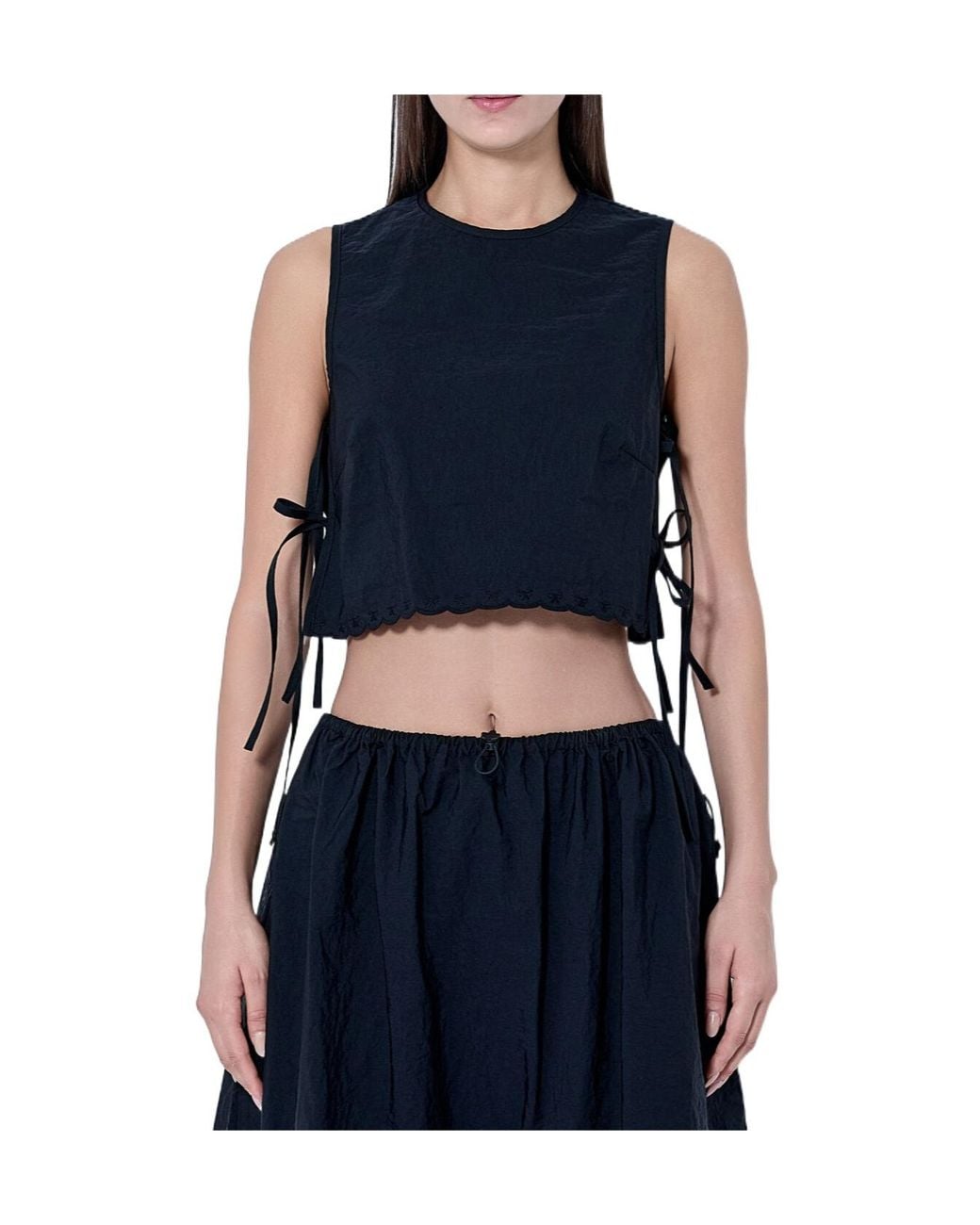 CECILIE BAHNSEN Blue Tie-Front Top