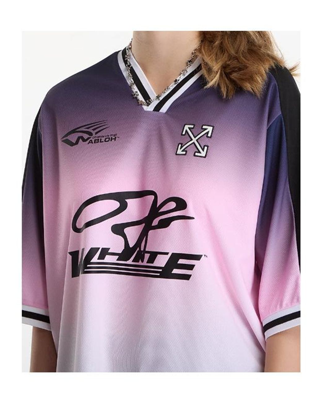Off-White c/o Virgil Abloh Multicolor Degradé-Effect Soccer T-Shirt for men