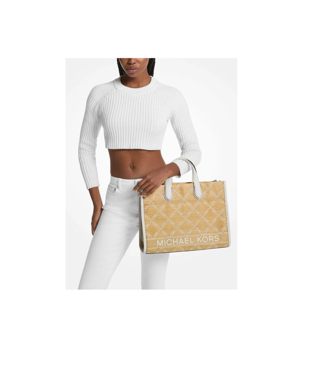 Michael Kors Metallic Michael Gigi Large Empire Logo Jacquard Tote Bag