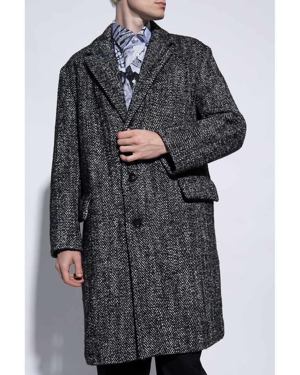 Dries Van Noten Gray Long-Sleeved Coat for men