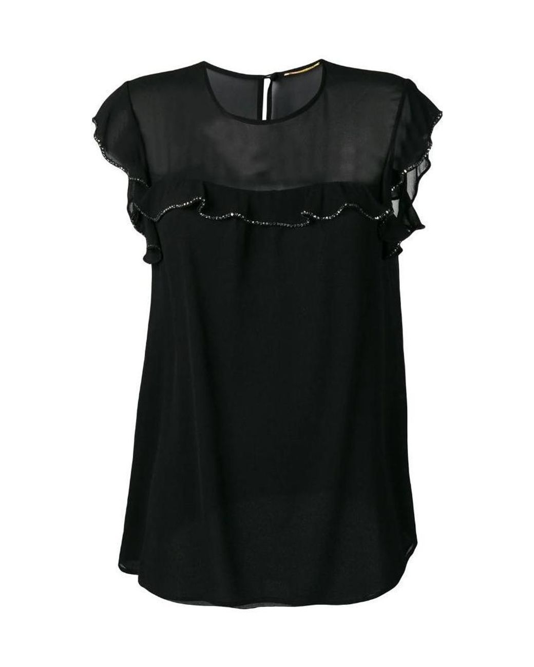 Saint Laurent Black Crystal Embellished Blouse