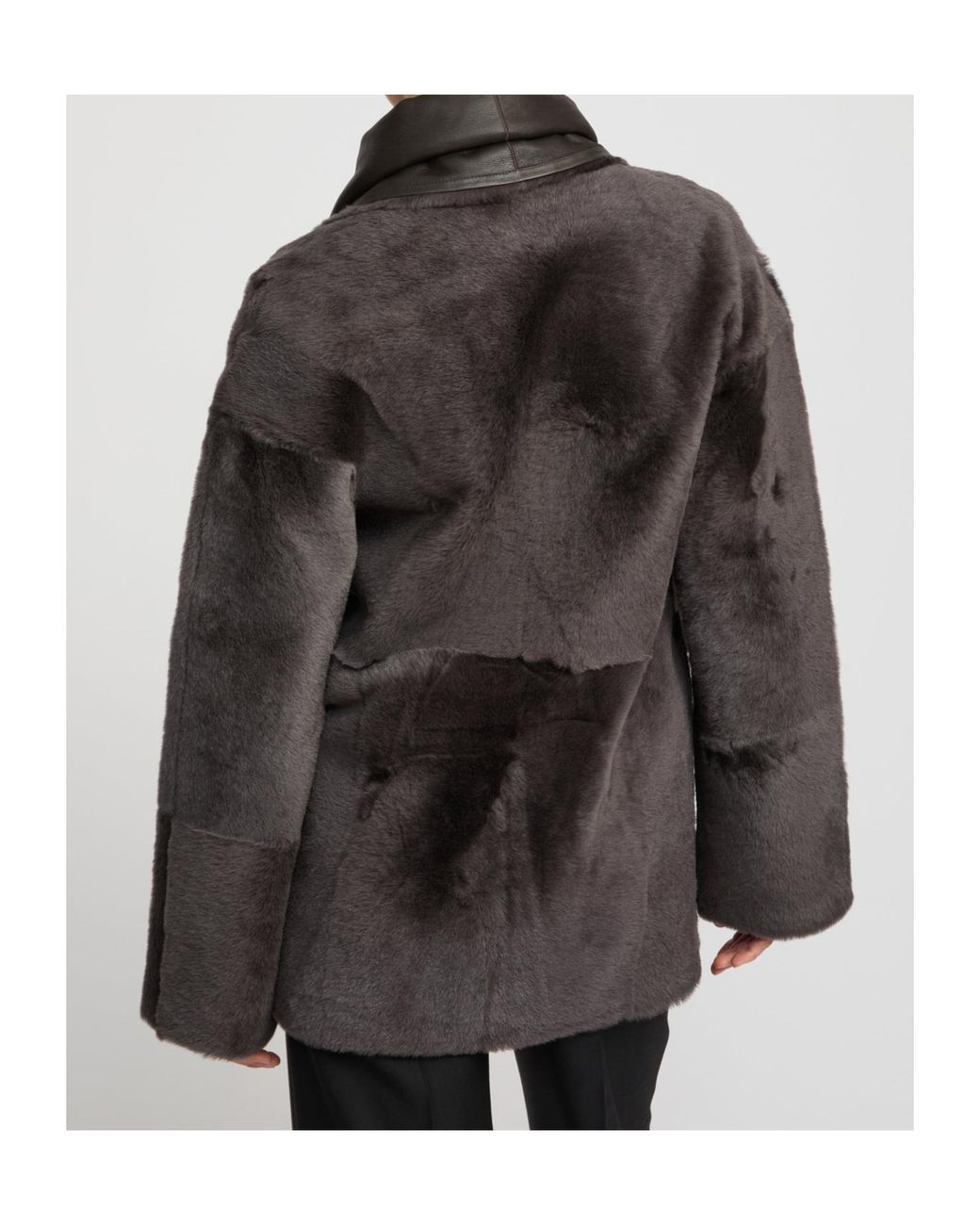 Yves Salomon Black Leather-Trimmed Shearling Jacket