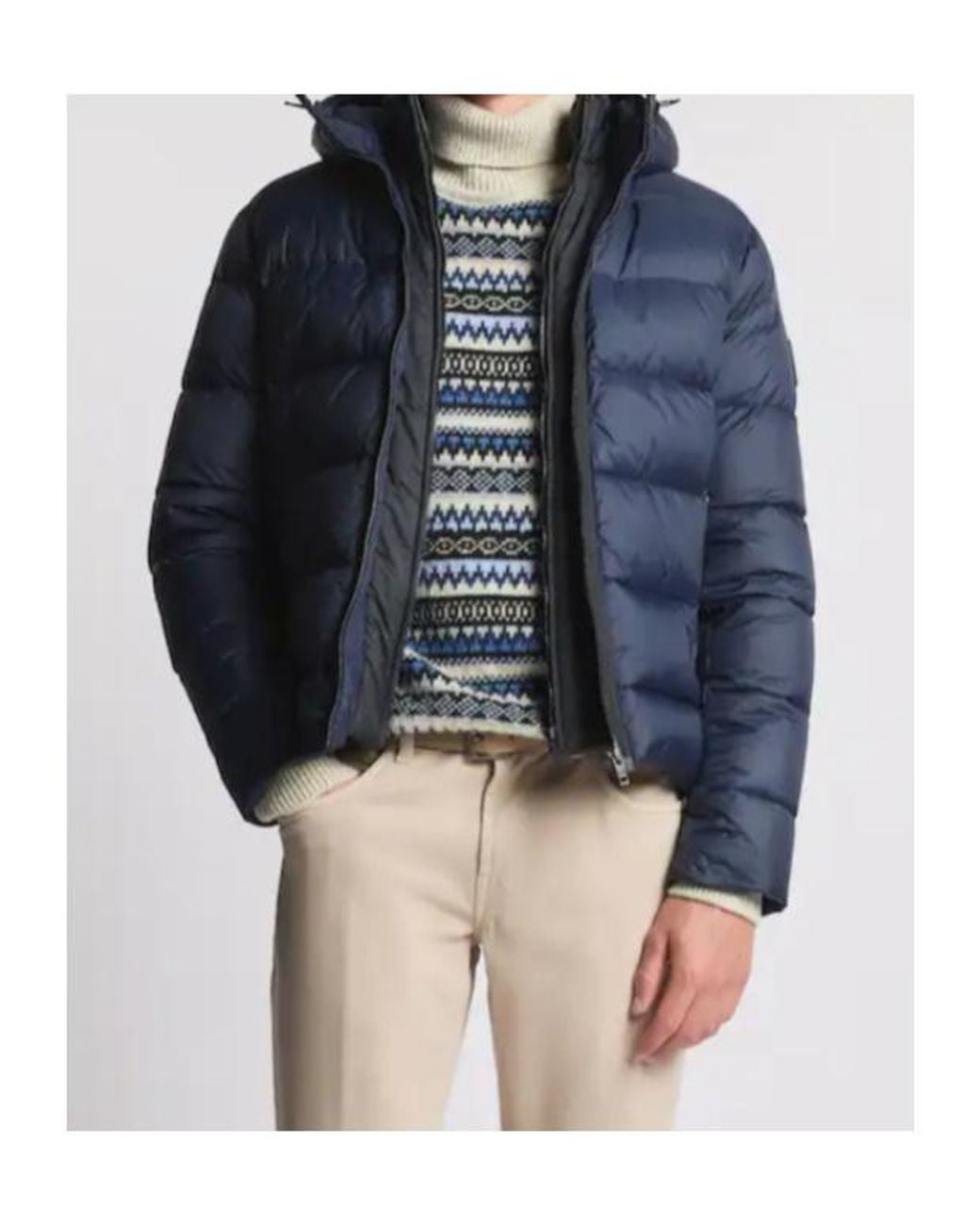 Fay Blue Quilted Down Hooded Jacket for men