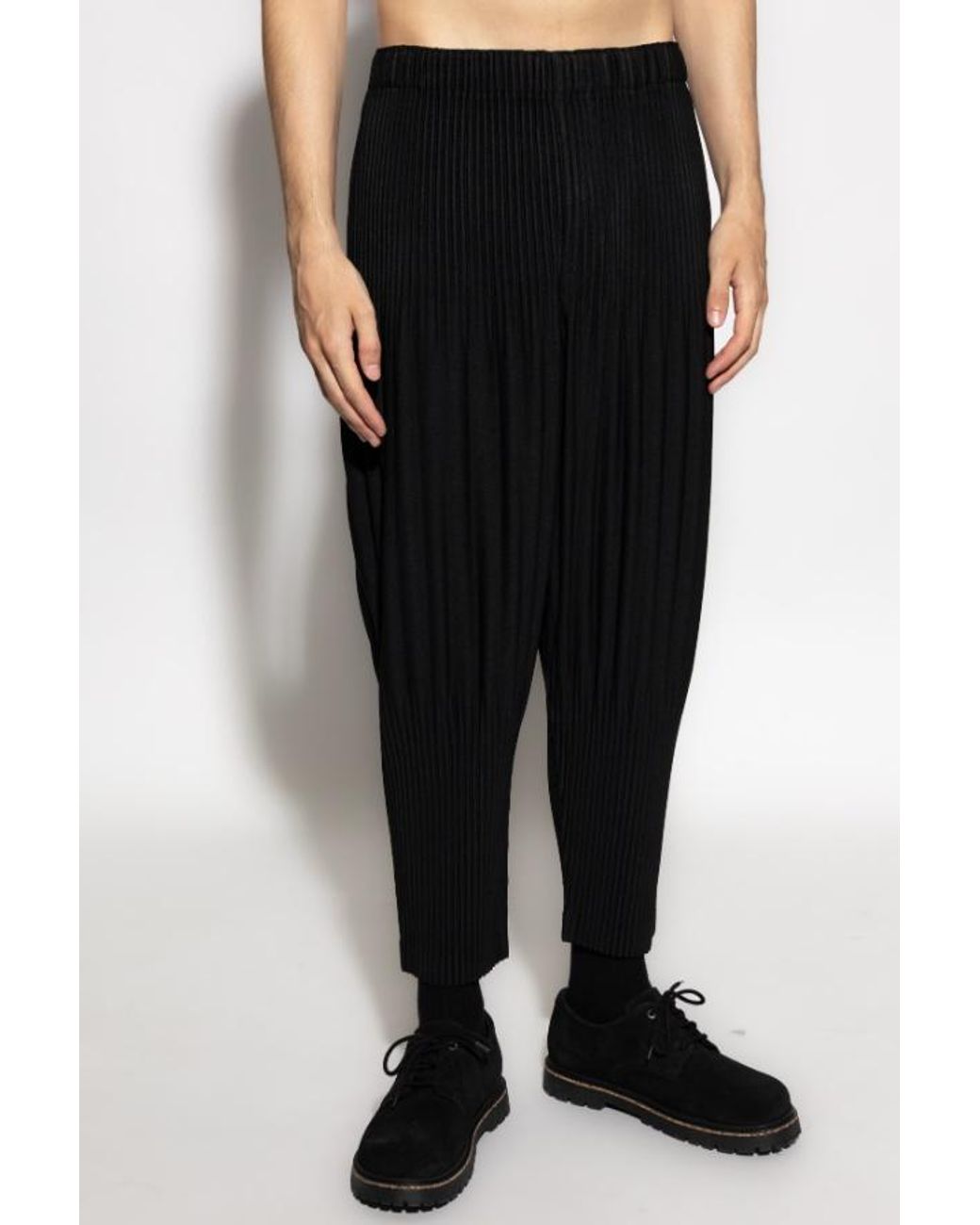 Homme Plissé Issey Miyake Black Homme Plissé Issey Miyake Cropped Pleated Trousers for men