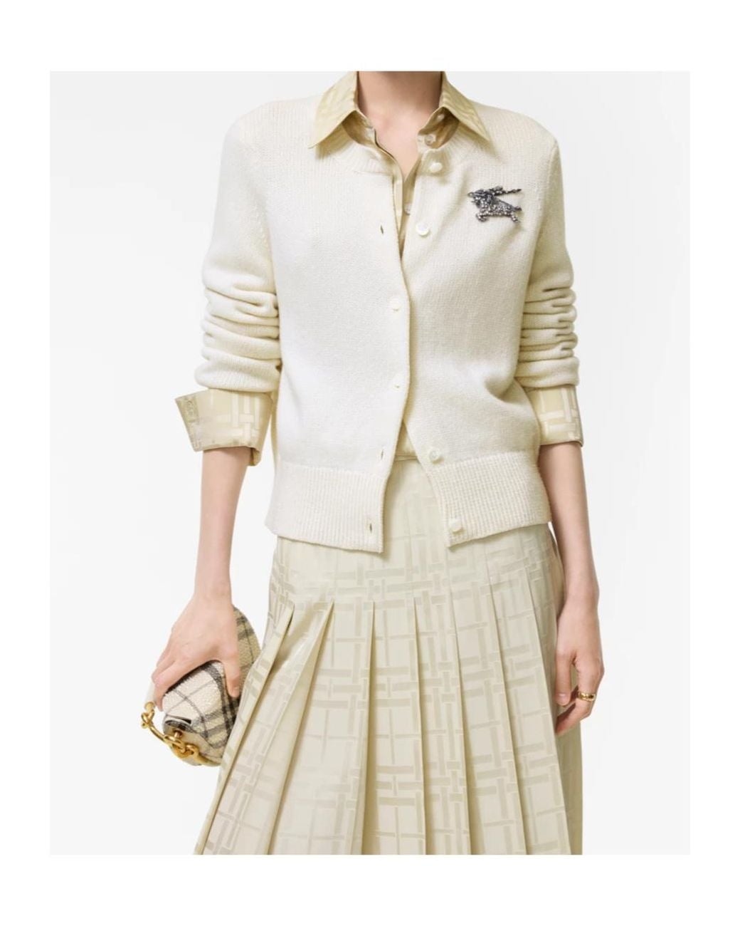 Burberry White Wool-Cashmere Ekd Cardigan